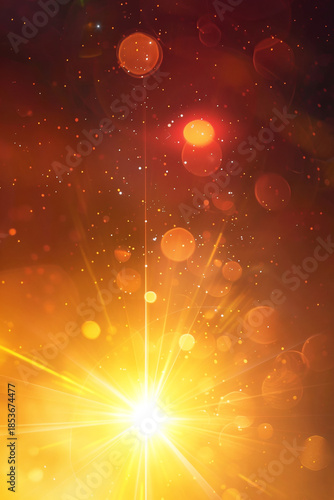 Abstract imitation sun starlight distant galaxy on a black background.