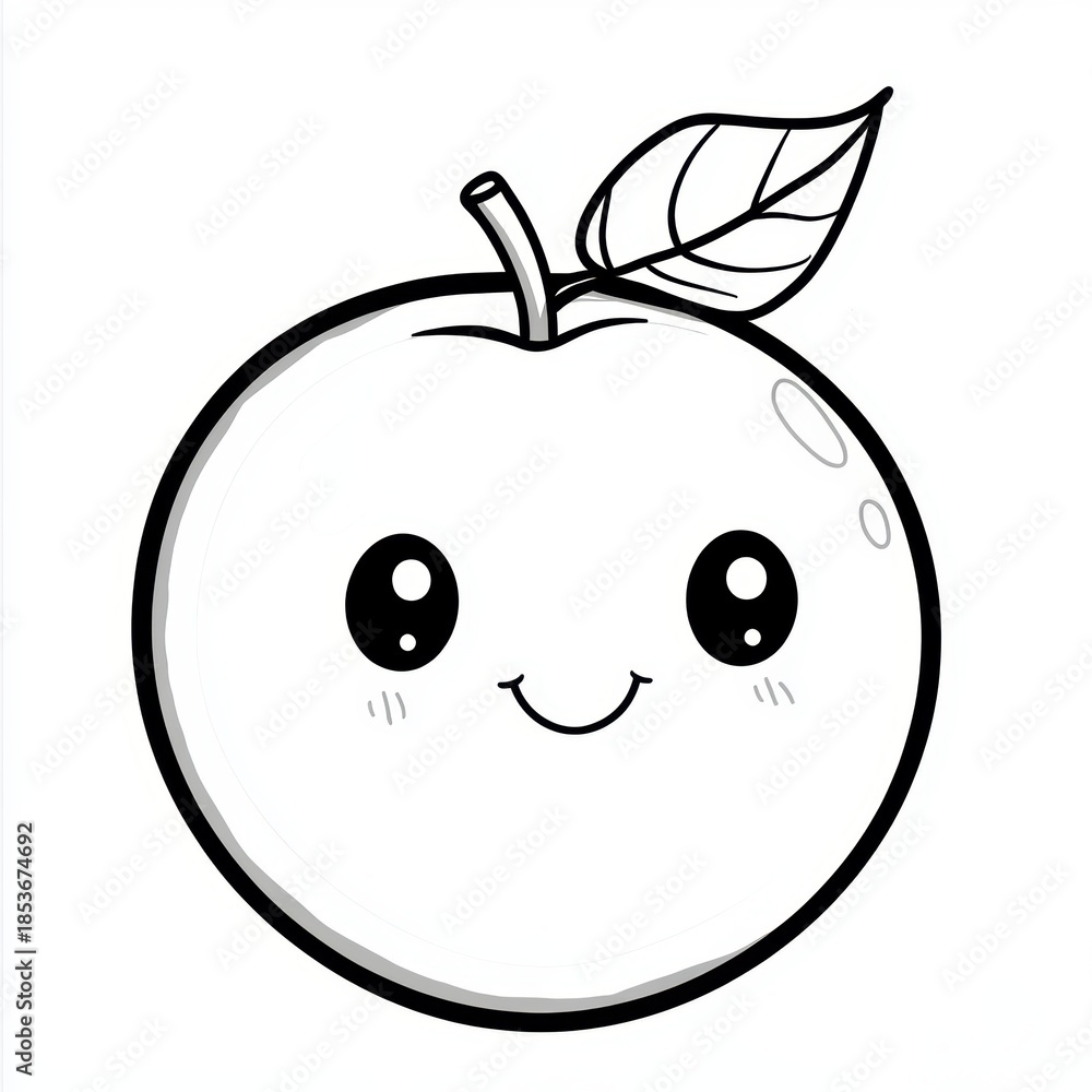 Obraz premium An adorable cartoon apple with a happy face, perfect for a fun illustration.