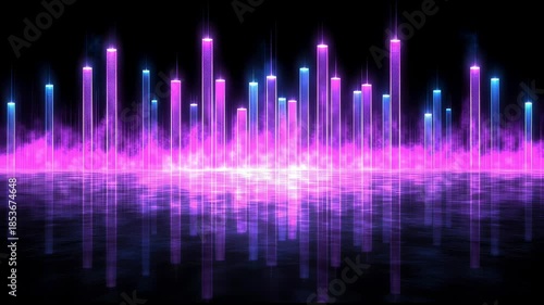 Vibrant abstract backdrop featuring gradient blends of pink and blue against a stark black canvas.