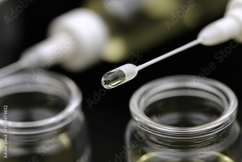 Forensic lab investigation swab sample glass vial liquid pipette dropper sterile evidence collection forensics biology clinical testing medical