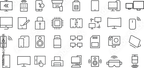 Gadgets line editable icon set. Editable stroke. Vector illustration