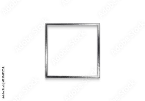 Chrome metal 3D logo effect Mockup of Square Thin Frame.