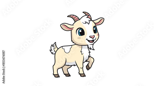Cartoon Goat Illustration with White Background.