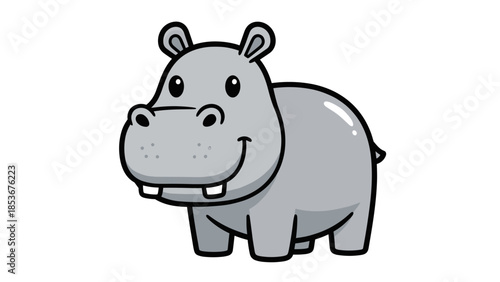 Cartoon Hippopotamus Illustration with Smile.
