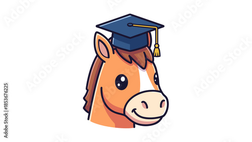 Cartoon Horse Wearing Graduation Cap 1.