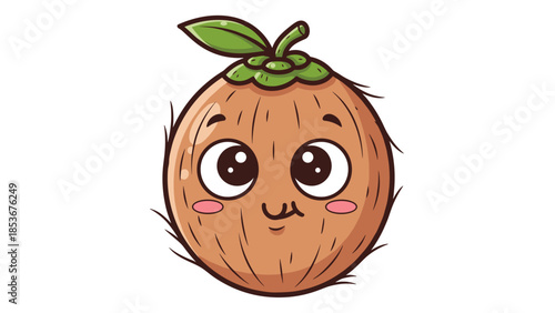 Cartoon Orange Character with Green Leaves.