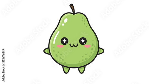 Cute Cartoon Pear Character Illustration.