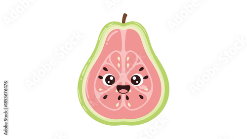 Guava Fruit with Cartoon Facial Expression.