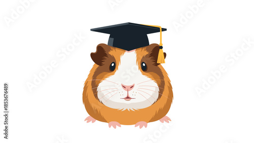 Guinea Pig Wearing Graduation Cap Illustration.