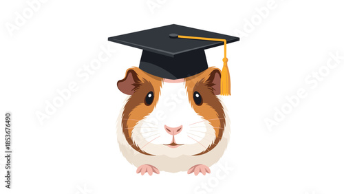 Guinea Pig Wearing Graduation Cap Illustration 1.