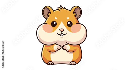 Adorable Cartoon Hamster Standing Upright Smiling.