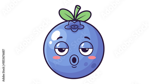 Blueberry Cartoon Character with Facial Expression.