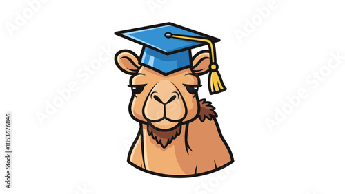 Cartoon Camel Wearing Graduation Cap.