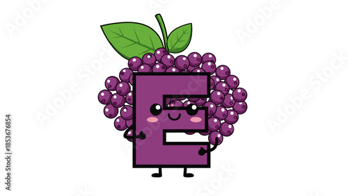 Cartoon Character Made of Grapes and Box.
