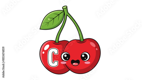 Cartoon Cherries with Cute Facial Expressions.