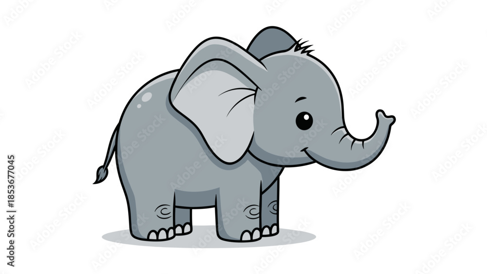 Fototapeta premium Cartoon Elephant Illustration with Gray Color.