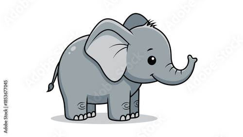 Cartoon Elephant Illustration with Gray Color.