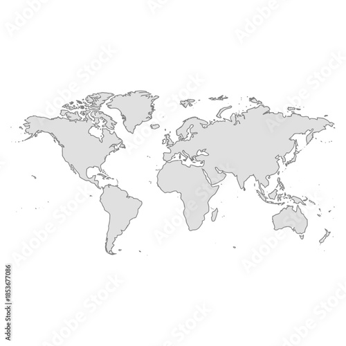 World map outline isolated on white background