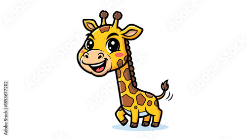 Cartoon Giraffe Character with Spotted Fur.