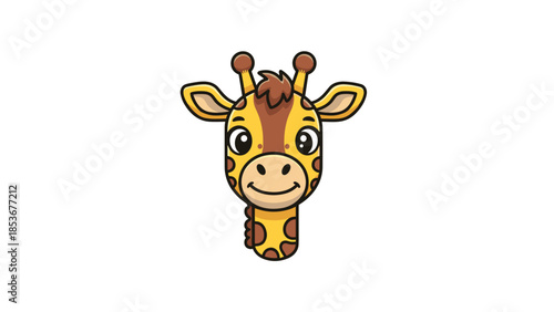 Cartoon Giraffe Head with Friendly Expression.
