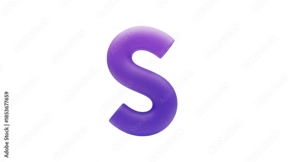 Naklejka premium 3D Purple Letter S on a Light Gray Background