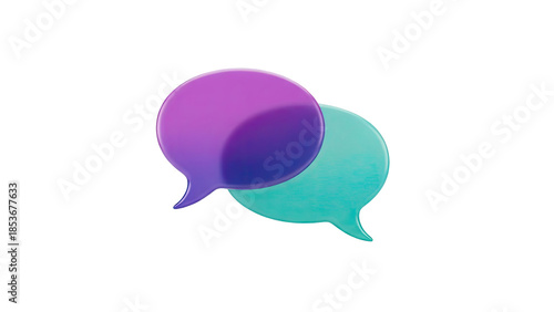 3D Purple and Teal Speech Bubbles Icon