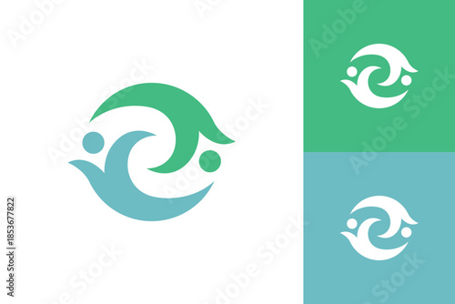 Abstract people circle logo modern flat teamwork connection style for community foundation or healthcare wellness brand
