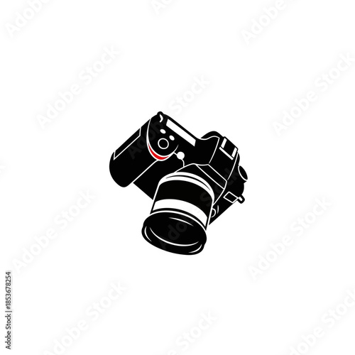 Minimalist digital single-lens reflex camera vector illustration