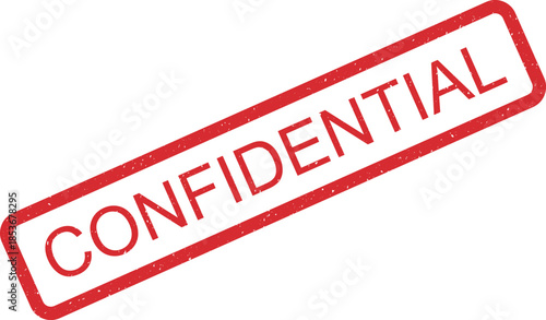 Bold red grunge textured rubber stamp clearly indicating CONFIDENTIAL status on a plain white surface