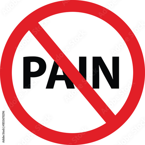 Pain killer icon. No pain symbol. Stop pain no sign. flat style.