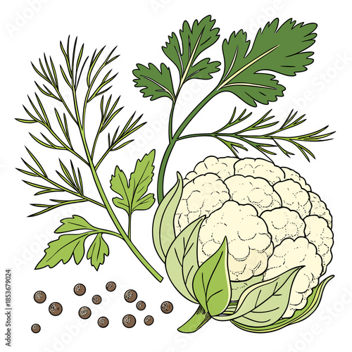 Cauliflower with herbs and seeds vegetable parsley