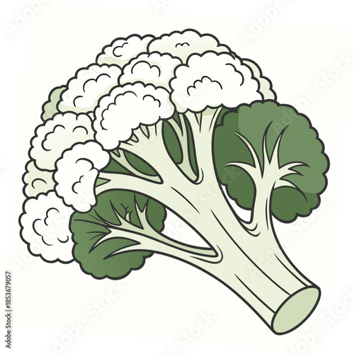 Cauliflower and broccoli merged vegetable green white