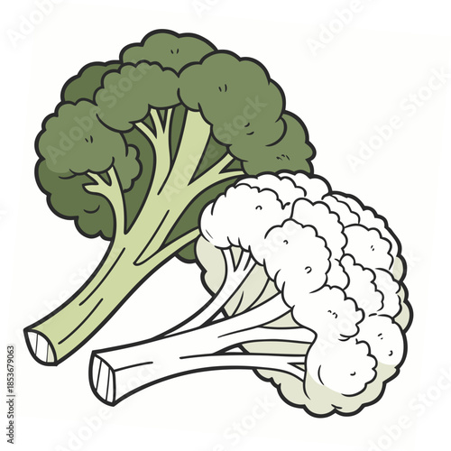 Cauliflower and broccoli halves merged green white