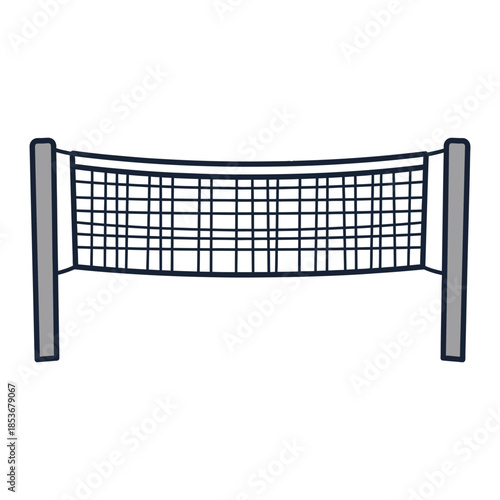 Beach volleyball net isolated on white background