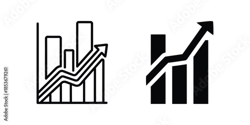 Business Statistics and Data Growth An Icon Set for Analytics Charts