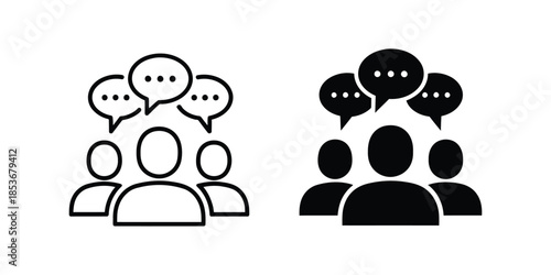 Team communication icons depicting collaboration and group discussion concepts
