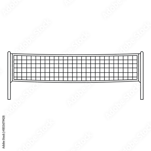 Volleyball net setup isolated on white background