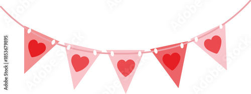 Lovely pink heart pennant banner decoration for romantic celebrations and special occasions