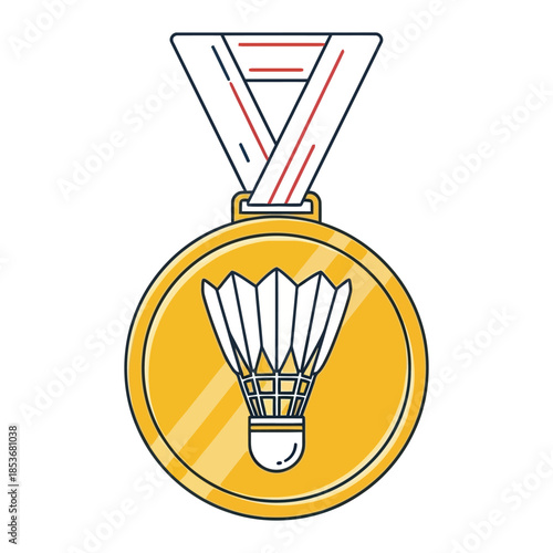 Gold badminton medal isolated on white background
