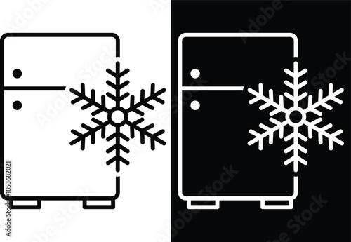Fridge refrigerator icon set. desin in isolated background, Freezer cold icon vector icon set in black color. Refrigerator or freezer for storage symbol set. Ice maker or water freezer line logo. use 