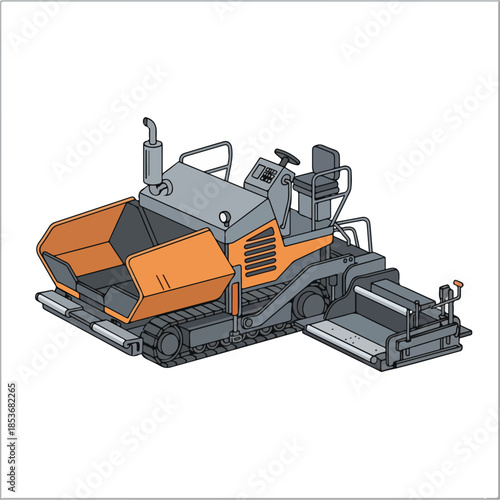 Asphalt Paver Machine Illustration