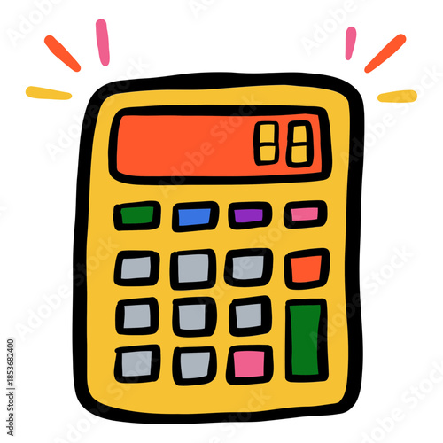 Cute Hand-drawn Calculator Illustration for Education and Finance Concepts