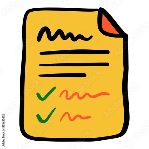 Doodle checklist on yellow paper for task completion