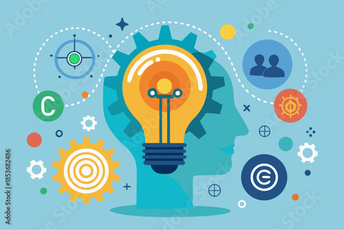 Human head silhouette with lightbulb and copyright symbols representing creativity on World Intellectual Property Day