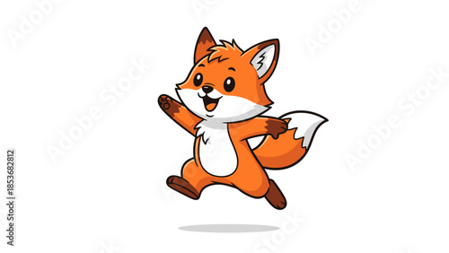 Cartoon Fox Character Running and Jumping.