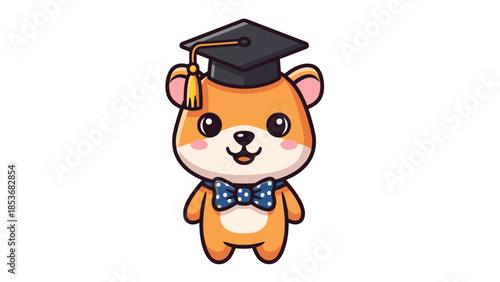 Cartoon Hamster Wearing Graduation Cap.