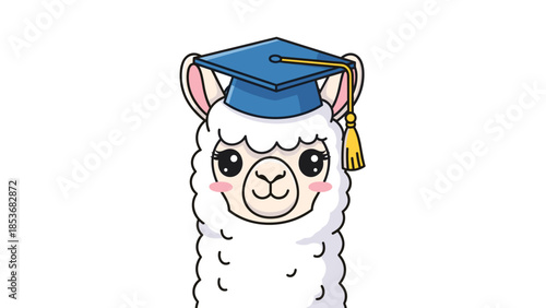 Cartoon Llama Wearing Graduation Cap 2.