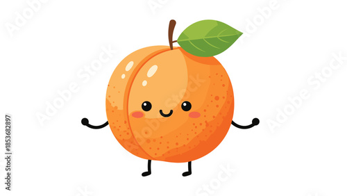 Cartoon Orange Character with Green Leaf.