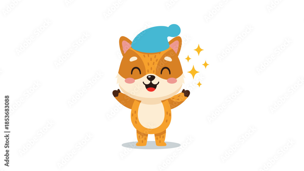 Obraz premium Happy Cartoon Shiba Inu Dog Character.