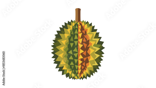 Durian Fruit with Green and Yellow Skin.